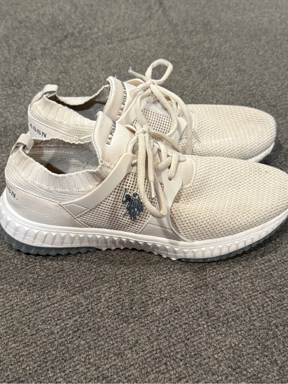 U.S. Polo Assn. Cream Knit Lace-Up Trainers Women Size 7.5